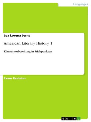 cover image of American Literary History 1